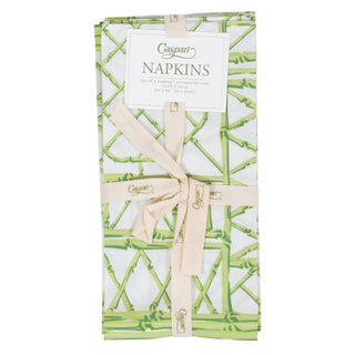 Bamboo Screen Green Fabric Cotton Napkins - Set of 4.