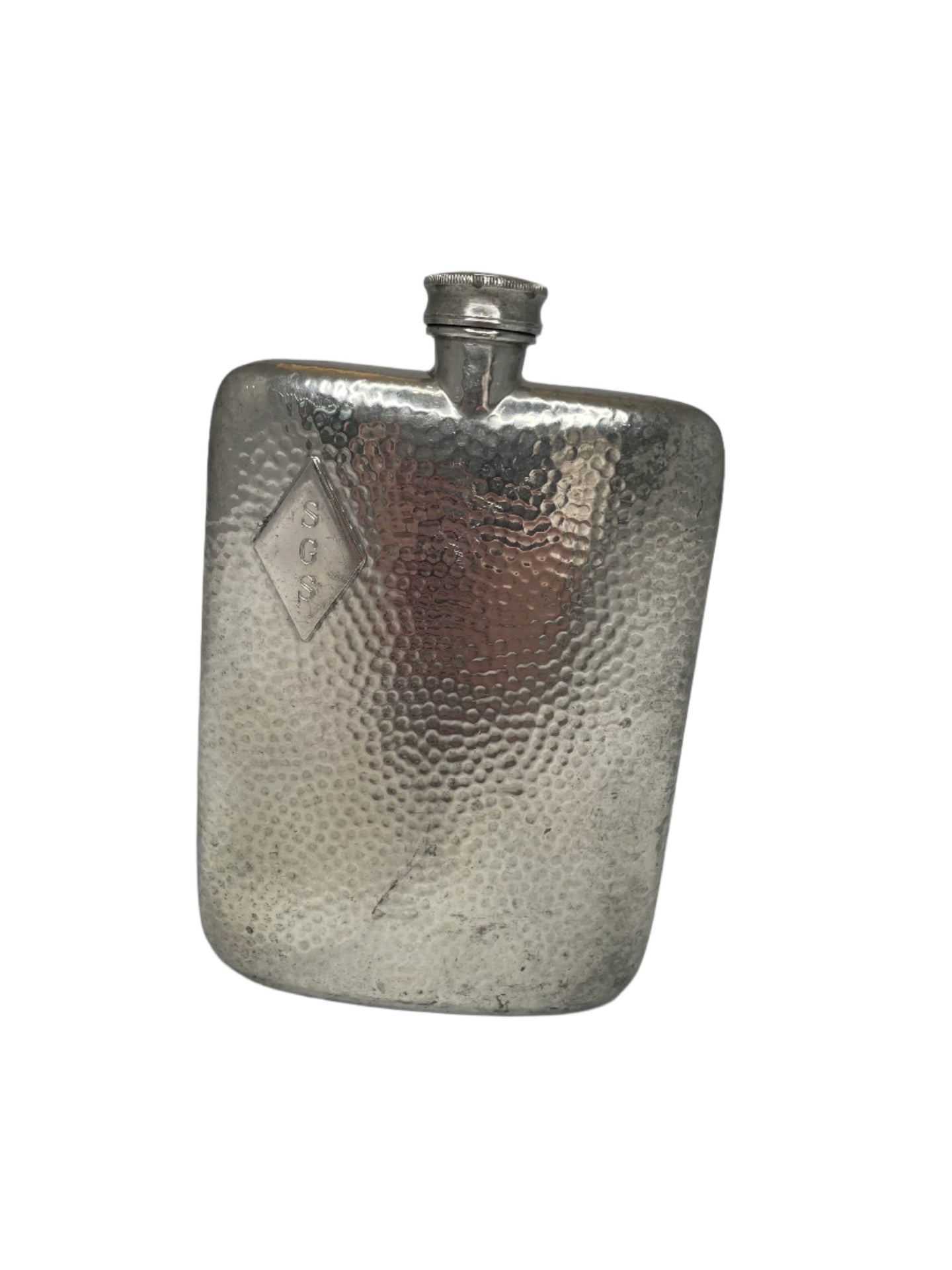 Vintage Hand Hammered Silver English Flask