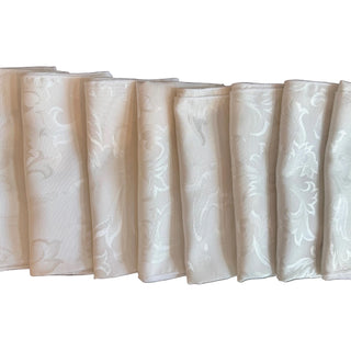 Set Of 8 Vintage White Damask Napkins