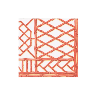 Bamboo Screen Coral Paper Linen Boxed Cocktail Napkins