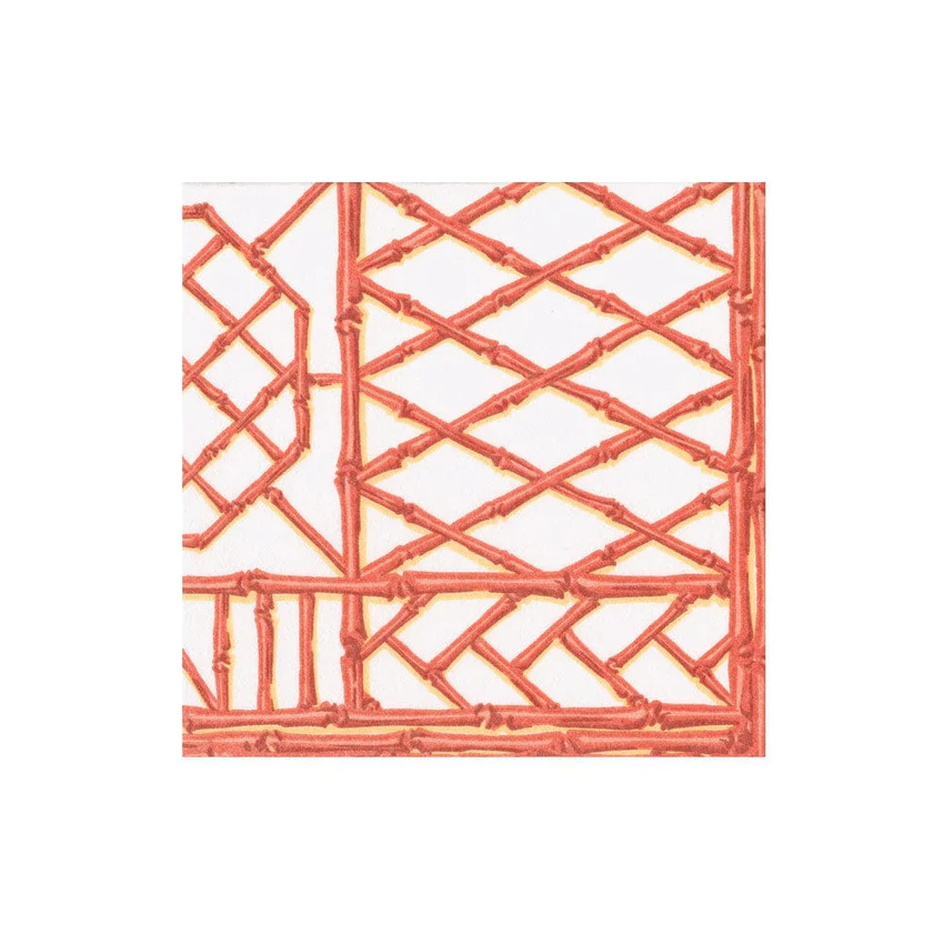Bamboo Screen Coral Paper Linen Boxed Cocktail Napkins