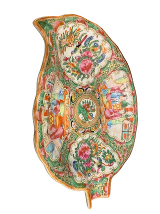 Rose Medallion Leaf Shape Porcelain Dish
