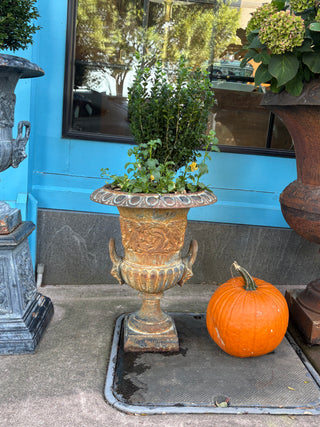 Pair Classical Style Cast Iron Urns