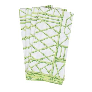 Bamboo Screen Green Fabric Cotton Napkins - Set of 4.