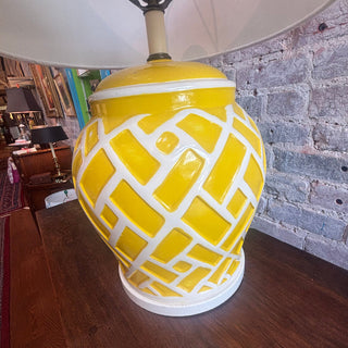 Vintage Faux Bamboo Yellow Lamp