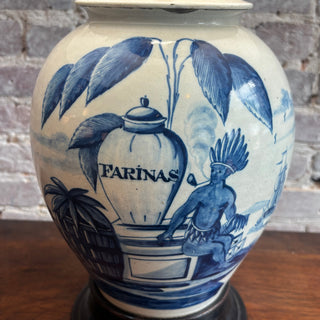 Antique Blue & White Tea Jar Lamp