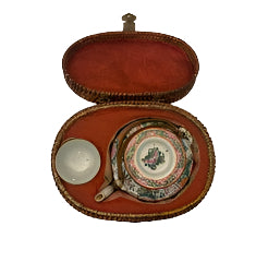 Rose Medallion Teapot with Basket and Teacup