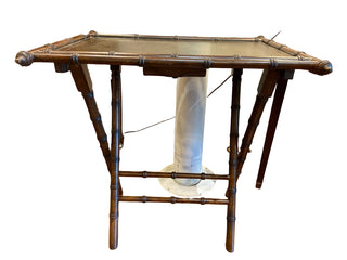 Faux Bamboo & Leather Folding Table