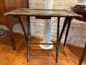 Faux Bamboo & Leather Folding Table