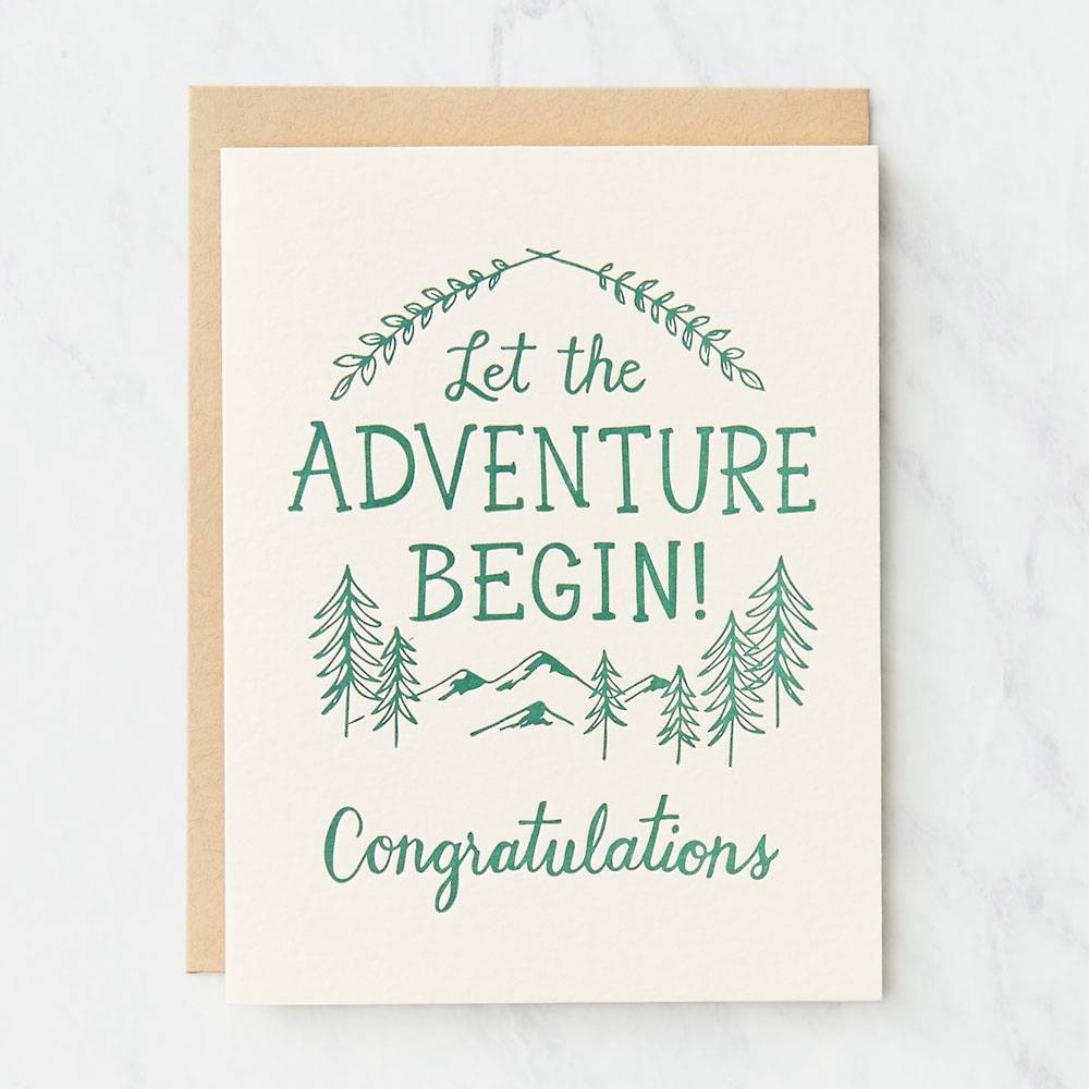 Let the Adventure Begin Letterpress Graduation Card
