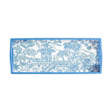 Pagoda Toile Lacquer Bar Tray in Blue