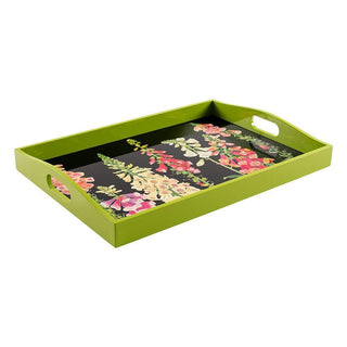 Caspari Lacquer Large Rectangle Tray - Foxglove