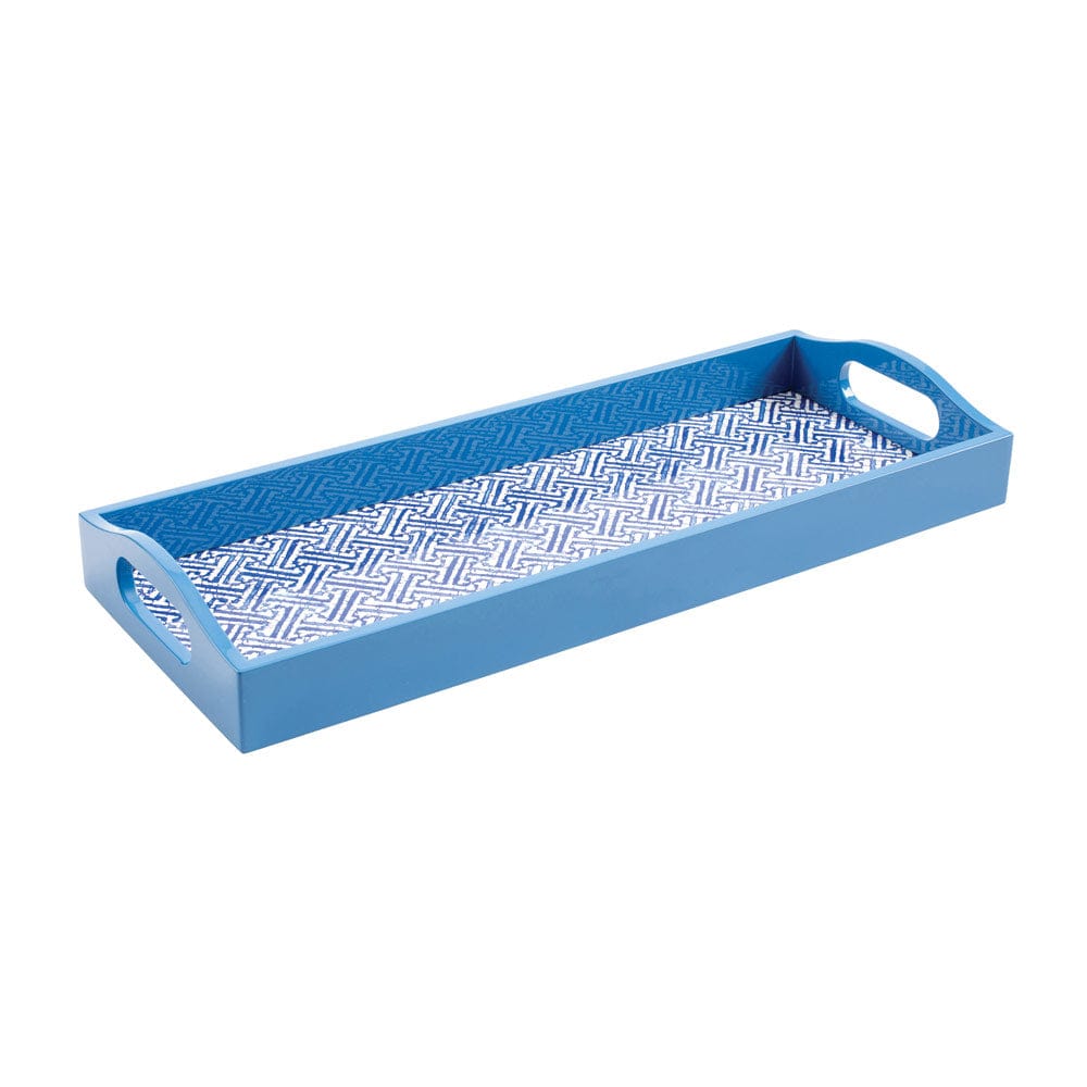 Fretwork Lacquer Bar Tray in Blue - 1 Each