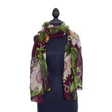 Load image into Gallery viewer, Passion Flower Burgundy Scarf
