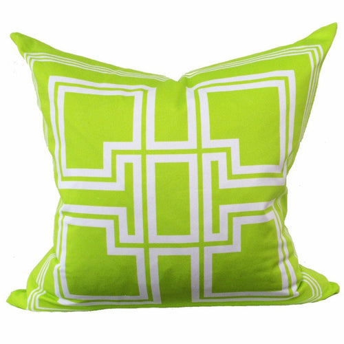 Greek Key Lime Green Pillow - Chestnut Lane Antiques & Interiors - 1
