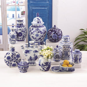 Canton Blue & White Ceramic Vase (6 1/2")