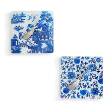 Load image into Gallery viewer, Blue and White Chinoiserie Cheese Serving Set
