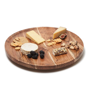 Rotating Lazy Susan Charcuterie Board with Hand-Etched Border