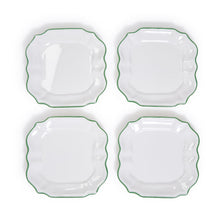 Load image into Gallery viewer, Garden Soiree Set of 4 Salad / Dessert Plates with Green Border
