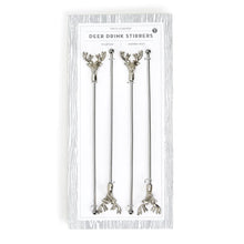 Load image into Gallery viewer, Set of 4 Silver Antler Drink Stirrers
