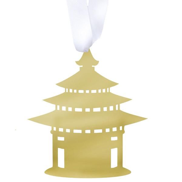 Moon & Lola Mirrored Gold Ornament - Pagoda