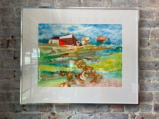 Framed Local Original Art by Jane Carter - Red Barn