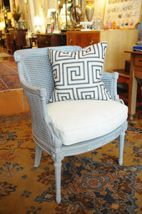 Painted Barrel-Back Cane Chair with Cushion