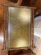 Load image into Gallery viewer, Faux Bamboo &amp; Leather Folding Table
