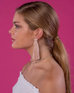 Beaded by W Medium Tassel Earrings - Blush Pink