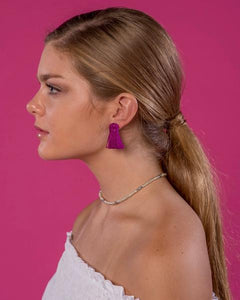 Beaded by W Mini Tassel Earrings - Plum Purple
