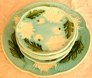 Majolica Turn of the Century German plates set of 8 - Chestnut Lane Antiques & Interiors - 7