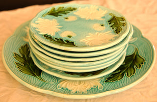 Majolica Turn of the Century German plates set of 8 - Chestnut Lane Antiques & Interiors - 6