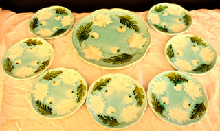 Majolica Turn of the Century German plates set of 8 - Chestnut Lane Antiques & Interiors - 2