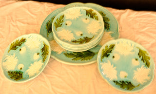 Majolica Turn of the Century German plates set of 8 - Chestnut Lane Antiques & Interiors - 5