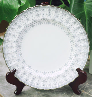 Spode Fleur De Lys Gray Bone China Dinner Plate.