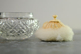 Antique American Sterling Silver And Cut Glass Vanity Jar With Bone and Down Powder Puff - Chestnut Lane Antiques & Interiors - 6