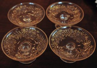 Etched Glass and Enamel Footed Butter Pats Set of 4 - Chestnut Lane Antiques & Interiors - 3