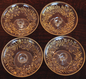 Etched Glass and Enamel Footed Butter Pats Set of 4 - Chestnut Lane Antiques & Interiors - 4