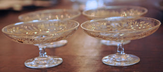 Etched Glass and Enamel Footed Butter Pats Set of 4 - Chestnut Lane Antiques & Interiors - 5
