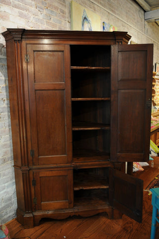 Southern 19th Century Walnut Corner Cupboard