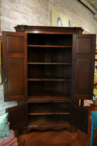 Southern 19th Century Walnut Corner Cupboard