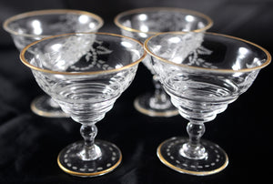 Antique Etched Crystal French Sherberts Set of 4 - Chestnut Lane Antiques & Interiors - 2