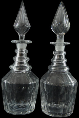 Pair of Georgian Style 19th Century Three Ring Glass Decanters with Spire Stopper - Chestnut Lane Antiques & Interiors - 2