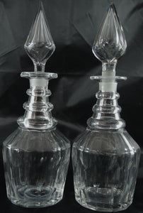 Pair of Georgian Style 19th Century Three Ring Glass Decanters with Spire Stopper - Chestnut Lane Antiques & Interiors - 2