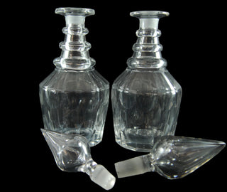 Pair of Georgian Style 19th Century Three Ring Glass Decanters with Spire Stopper - Chestnut Lane Antiques & Interiors - 3