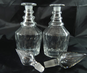 Pair of Georgian Style 19th Century Three Ring Glass Decanters with Spire Stopper - Chestnut Lane Antiques & Interiors - 3