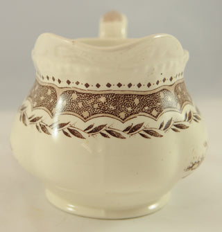 Antique Brown Transferware Pitcher Jug Circa 1890 - Chestnut Lane Antiques & Interiors - 4