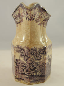 Antique Purple Transferware Jug Circa 1870 - Chestnut Lane Antiques & Interiors - 3