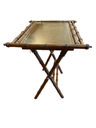 Faux Bamboo & Leather Folding Table