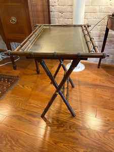 Faux Bamboo & Leather Folding Table